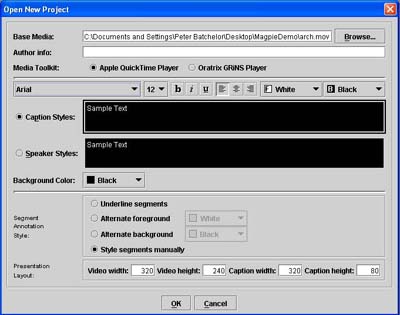 Open New Project window. The options shown are discussed in the following text.
